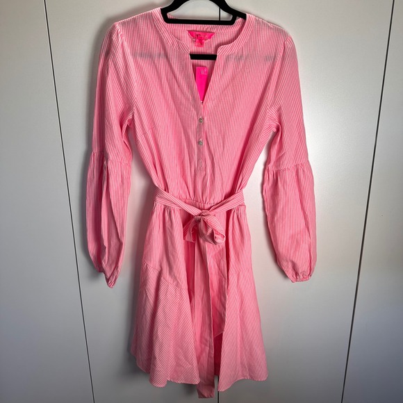 Lilly Pulitzer Dresses & Skirts - Lilly Pulitzer Carla Dress Size 6 Roxie Pink Harbor Stripe Long Sleeve NWT
